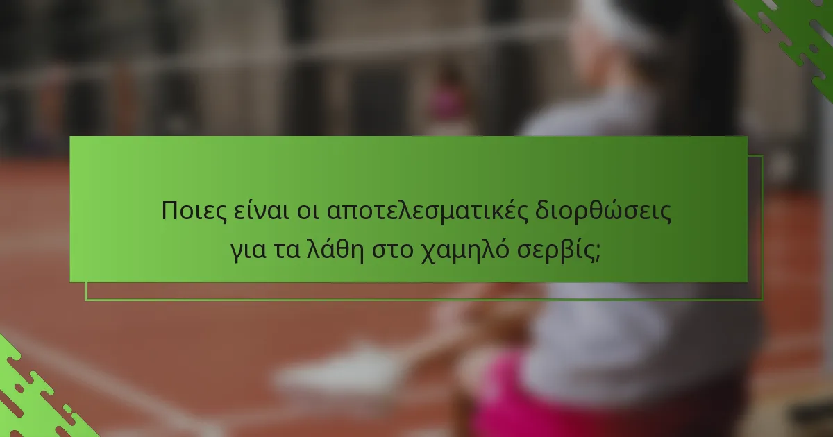 Ποιες είναι οι αποτελεσματικές διορθώσεις για τα λάθη στο χαμηλό σερβίς;