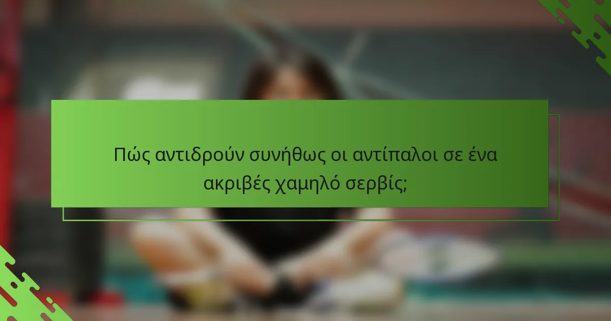Πώς αντιδρούν συνήθως οι αντίπαλοι σε ένα ακριβές χαμηλό σερβίς;