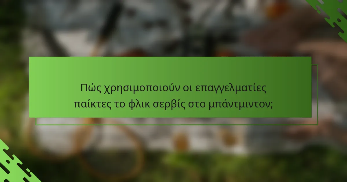 Πώς χρησιμοποιούν οι επαγγελματίες παίκτες το φλικ σερβίς στο μπάντμιντον;